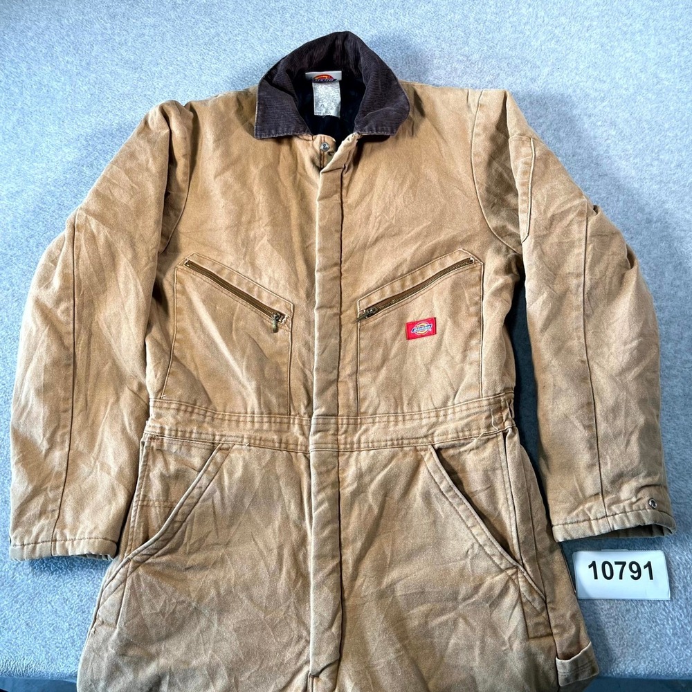 Vintage Dickies Coveralls Men 38x40 Brown Duck Canvas Pockets Winter Lining